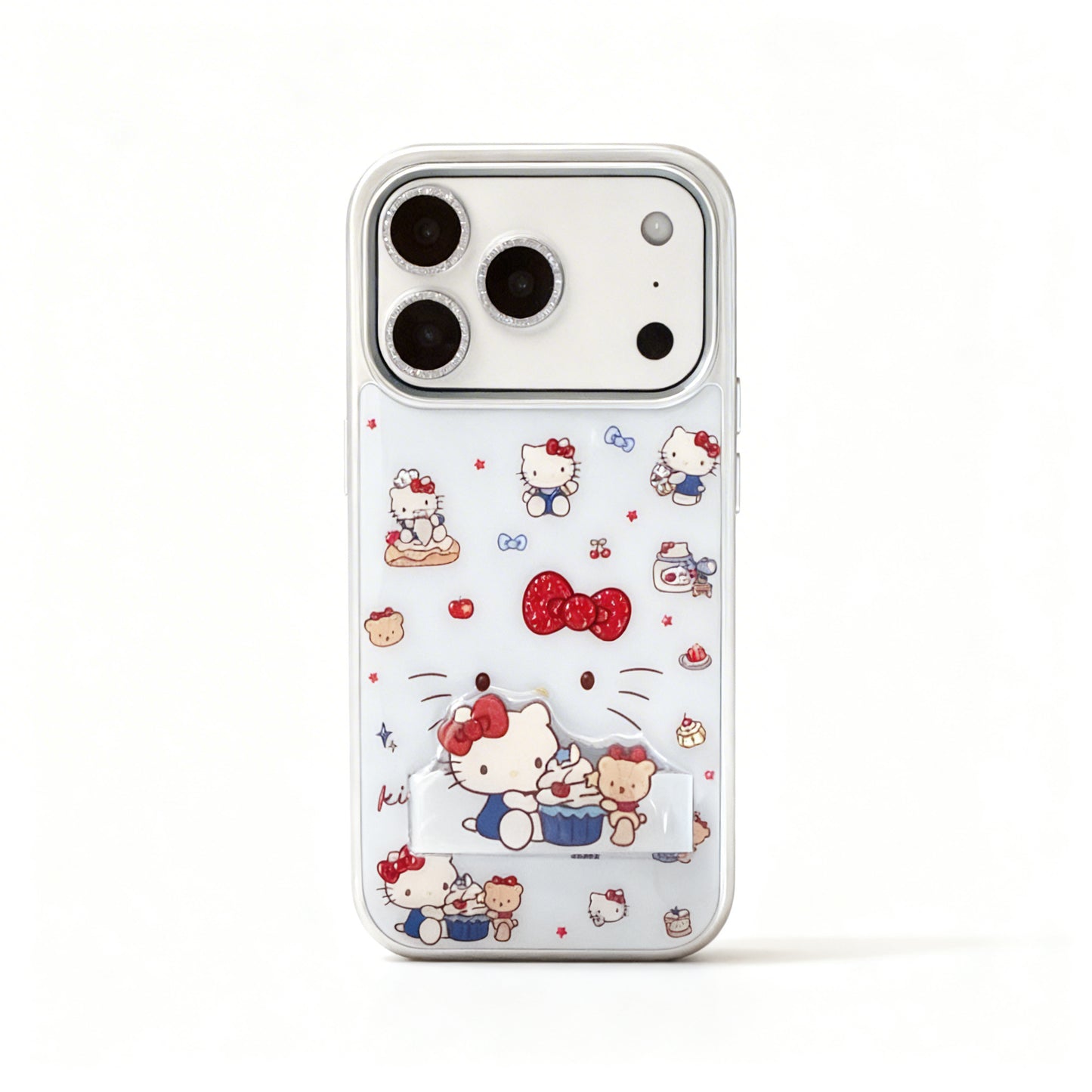 Cute Blue Cat Cartoon Stand Phone Case for iPhone