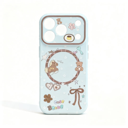 Cute Pink Horse Bear Design Soft Phone Case for iPhone