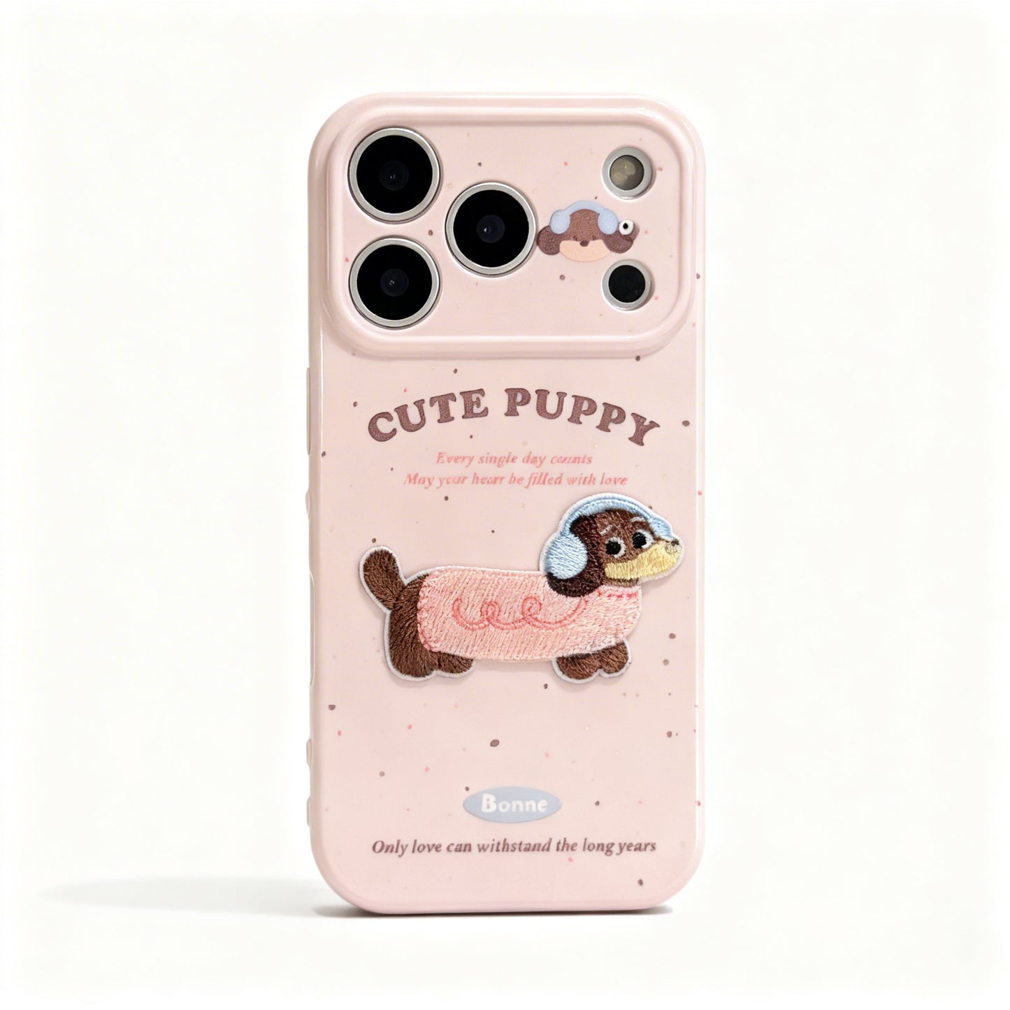Cute Cat and Dog Embroidered Soft Phone Case for iPhone