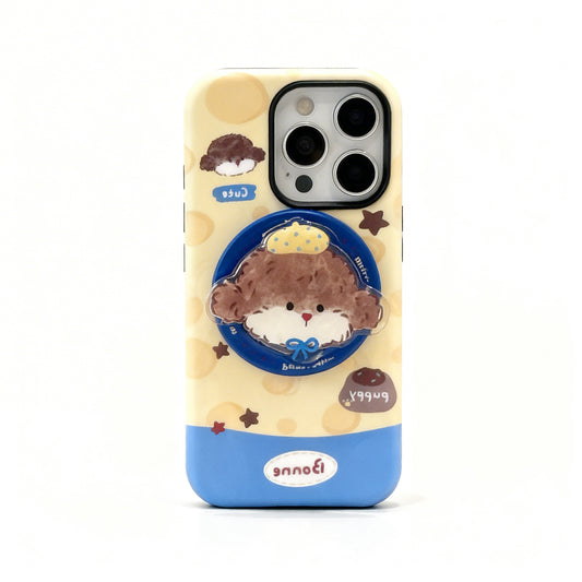 Cute Cheese Dog Magnetic Stand Phone Case for iPhone