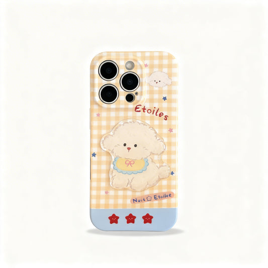 Yellow Plaid Cartoon Dog Soft Phone Case for iPhone