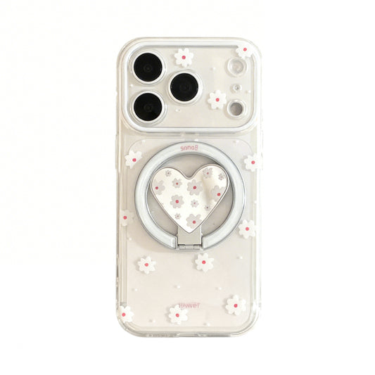 Soft White Floral Clear Magnetic Phone Case for iPhone
