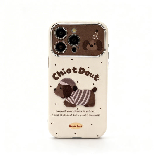 Cute Dog Print Leather Phone Case for iPhone