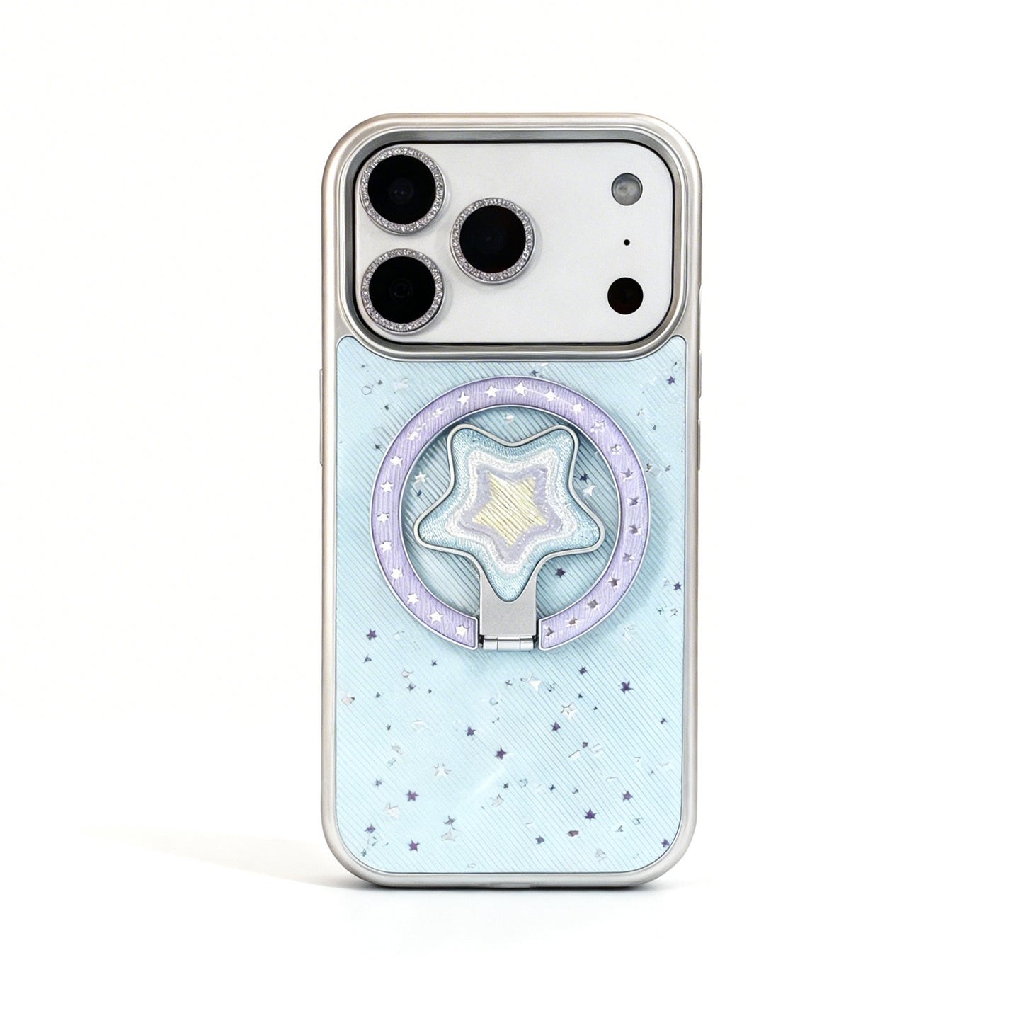 Fresh Blue Star Design Magnetic Stand Phone Case for iPhone