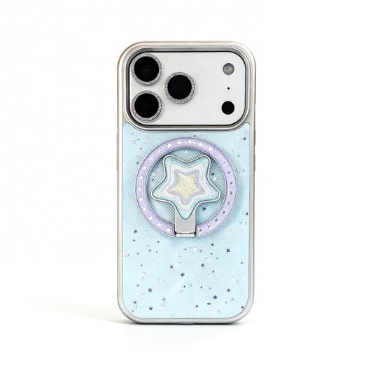 Fresh Blue Star Design Magnetic Stand Phone Case for iPhone