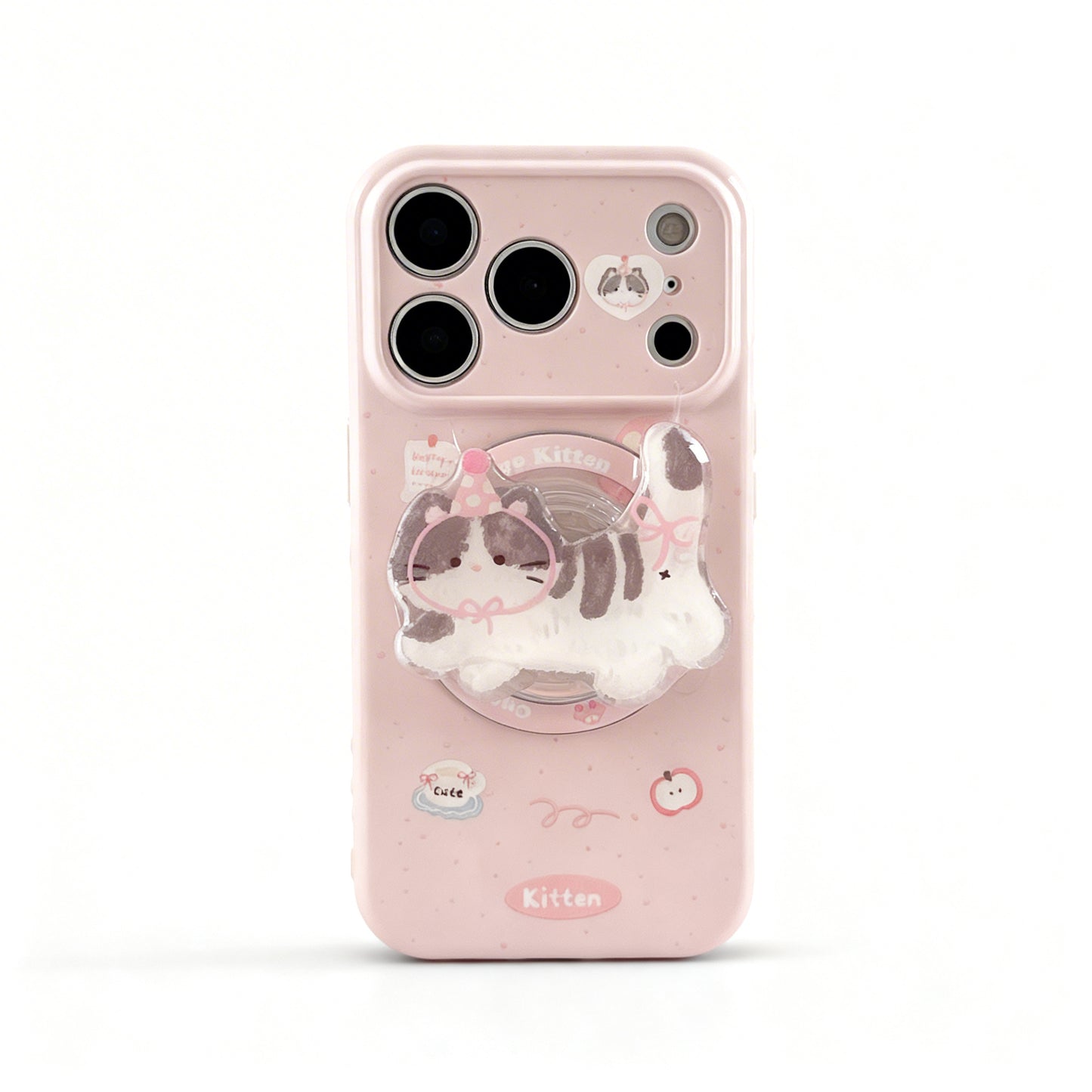 Cute Pink Cat Design Soft Magnetic Phone Case for iPhone