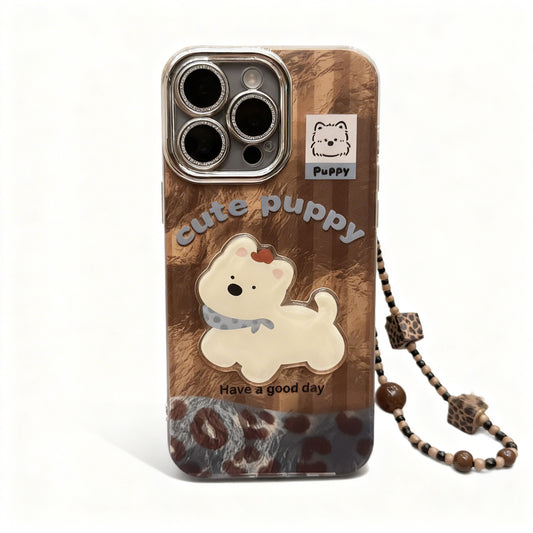 Vintage Leopard Print Phone Case with Lanyard for iPhone