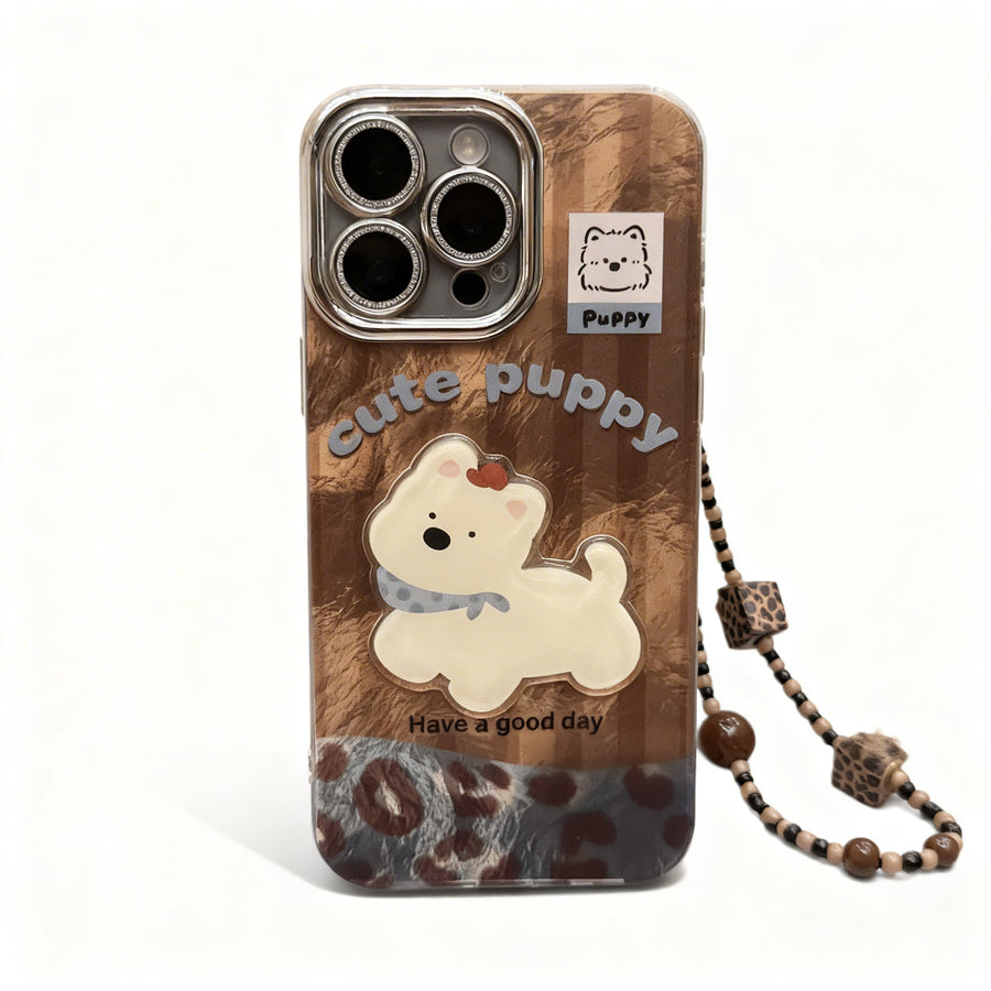 Vintage Leopard Print Phone Case with Lanyard for iPhone