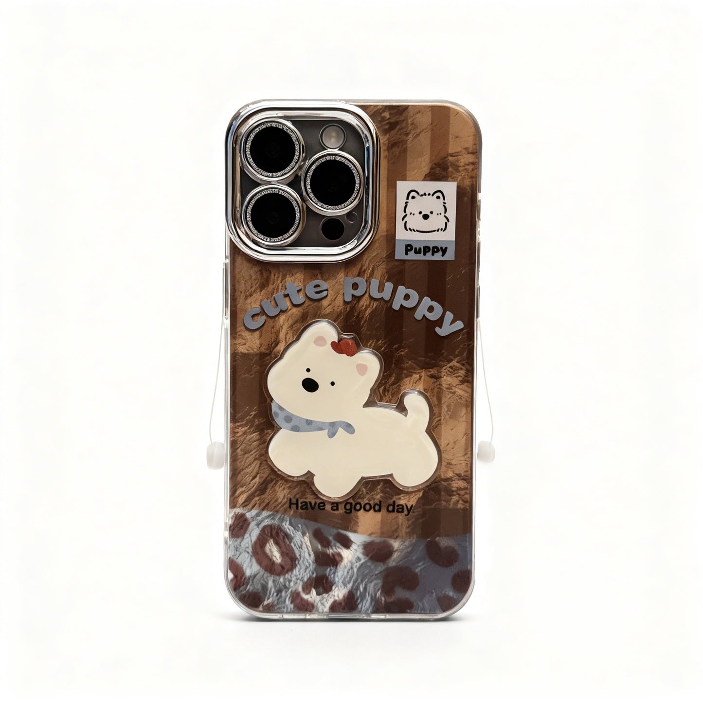 Vintage Leopard Print Phone Case with Lanyard for iPhone