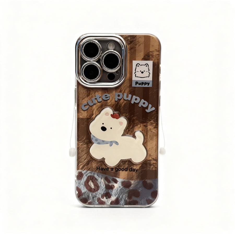 Vintage Leopard Print Phone Case with Lanyard for iPhone