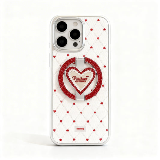 Red French Style Glossy Magnetic Stand Phone Case for iPhone
