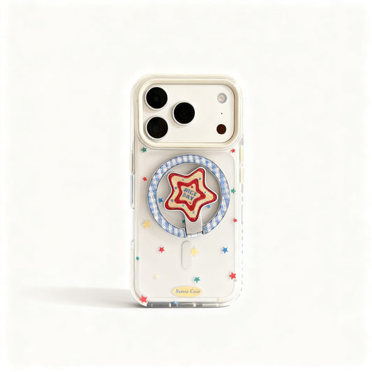 Transparent Colorful Star Clear Phone Case with Stand for iPhone