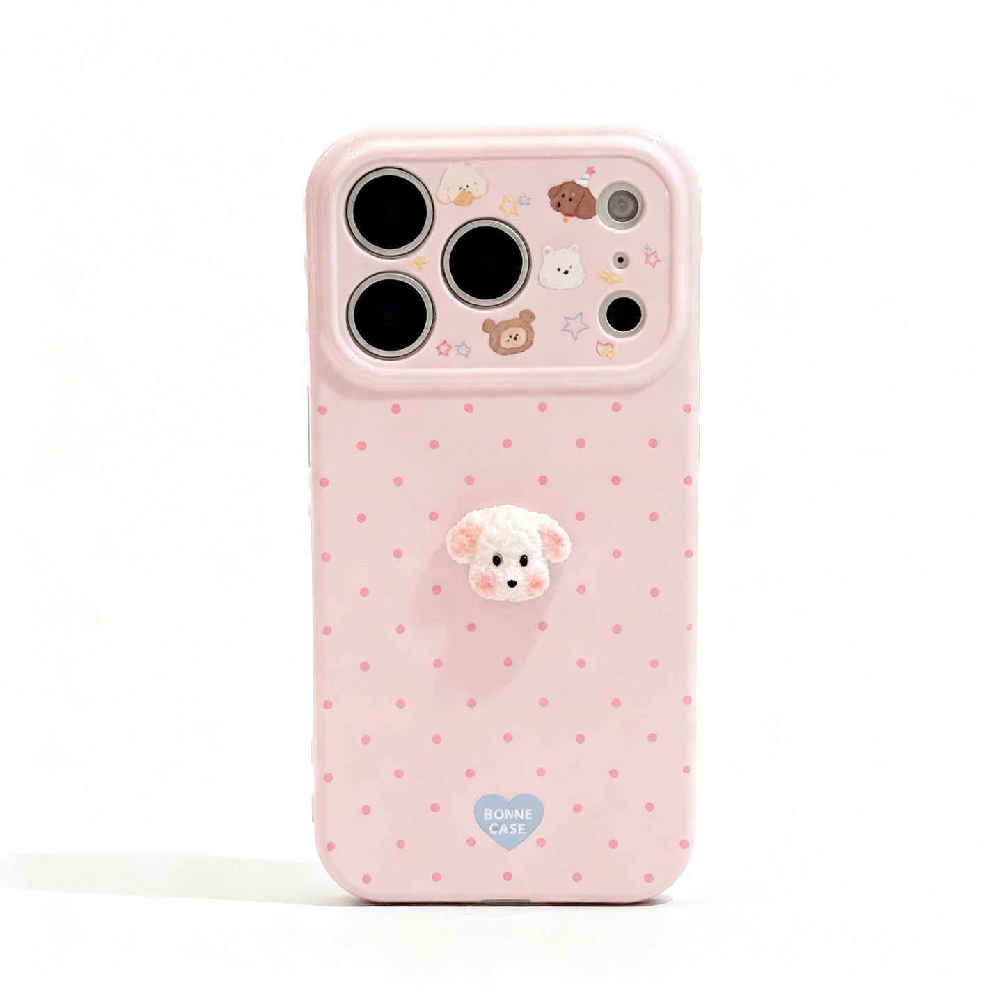 Cute Pink Puppy Plush Soft Phone Case for iPhone