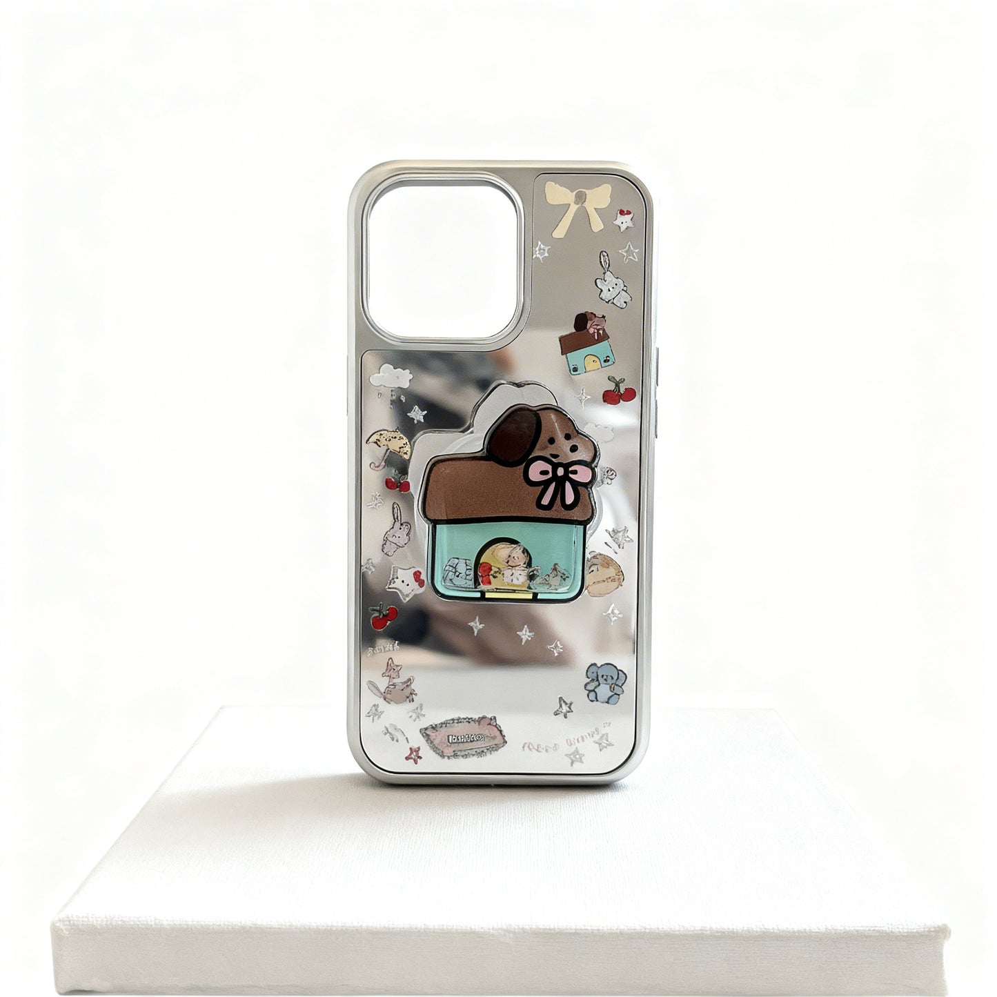 Korean Style Glossy Mirror Dog Design Phone Case for iPhone