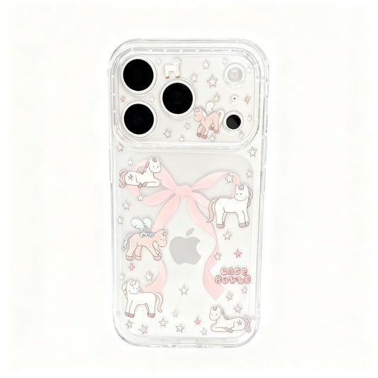Transparent Pink Pony Soft Phone Case for iPhone