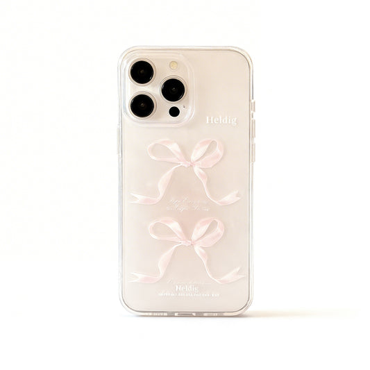 Cute Pink Bow Transparent Phone Case for iPhone