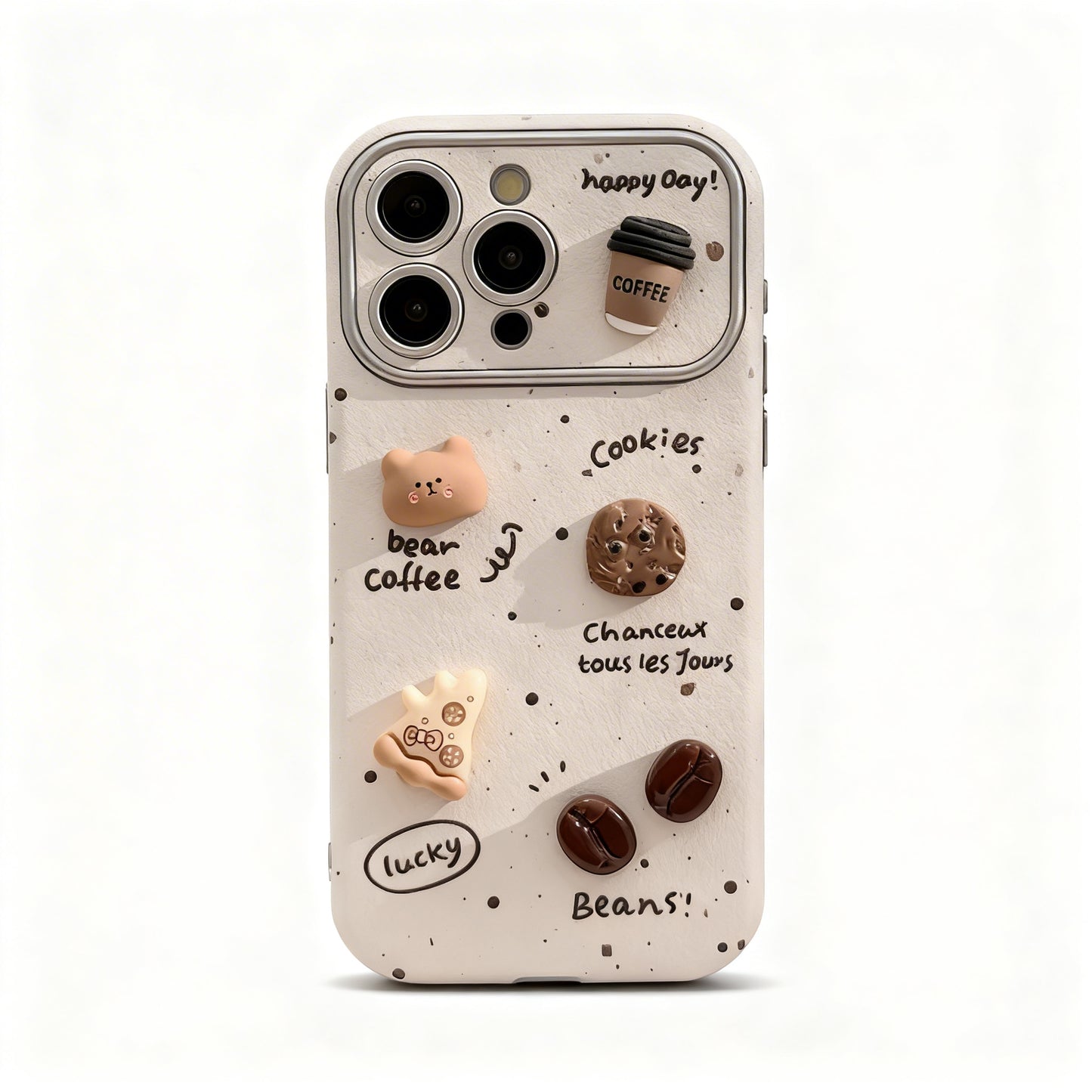 Cute Coffee Bear Ink Design Soft Phone Case for iPhone