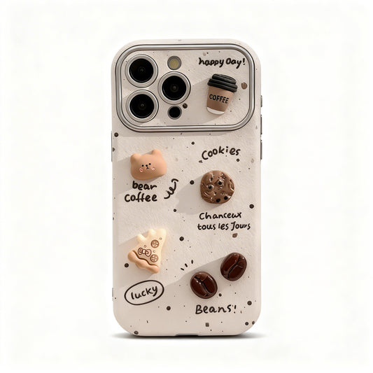 Cute Coffee Bear Ink Design Soft Phone Case for iPhone