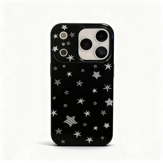 Black and White Star Soft Phone Case for iPhone