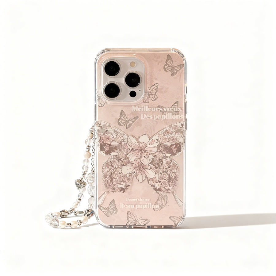 Pink Dreamy Rose Butterfly Soft Phone Case for iPhone