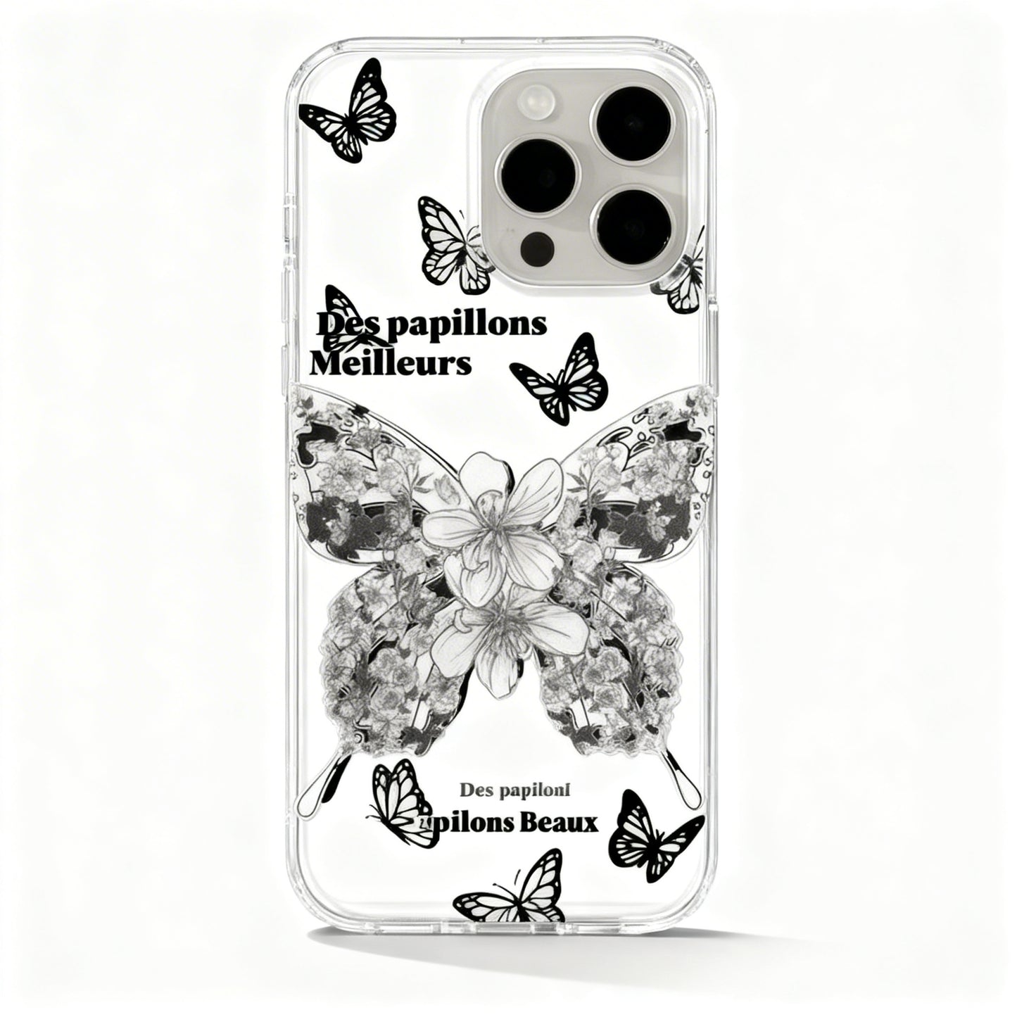 Pink Dreamy Rose Butterfly Soft Phone Case for iPhone