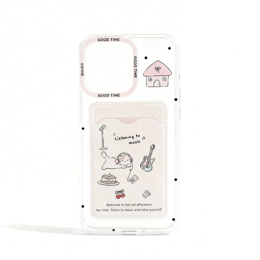 Pink Cartoon Animal Wallet Phone Case for iPhone