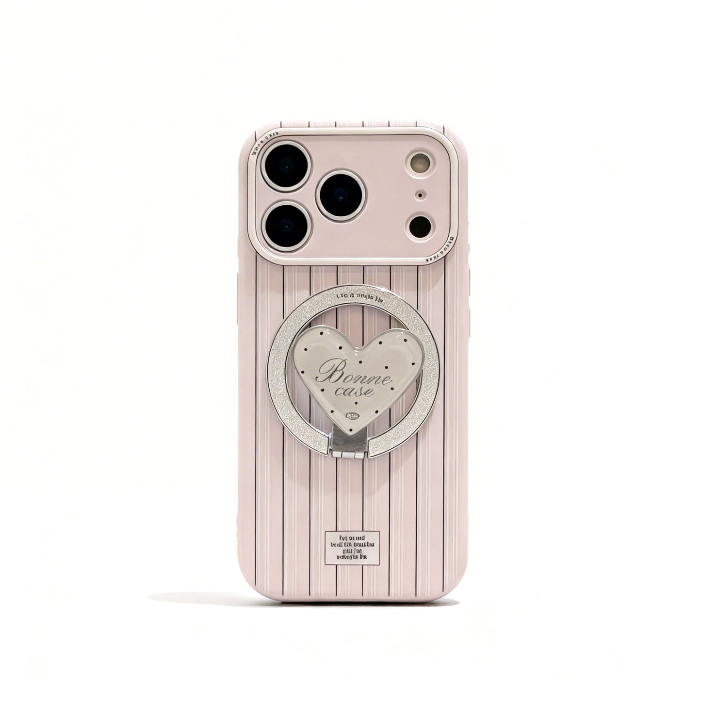 Korean Style Pink Striped Magnetic Stand Phone Case for iPhone
