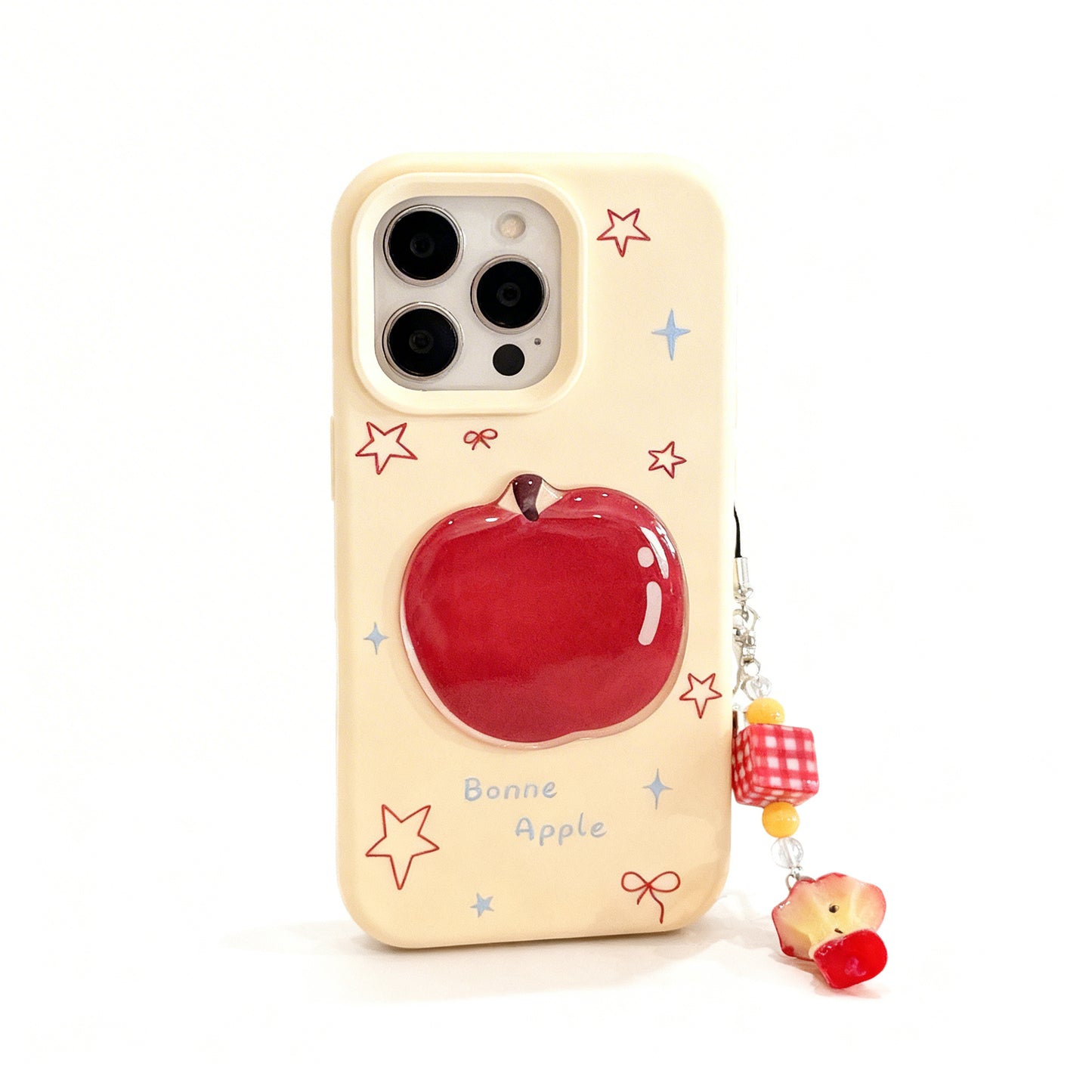 Red Floral Soft Phone Case with Charm for iPhone