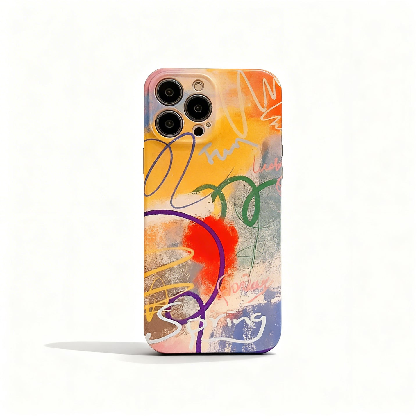 Glossy Clear Phone Case with Colorful Floral Design for iPhone