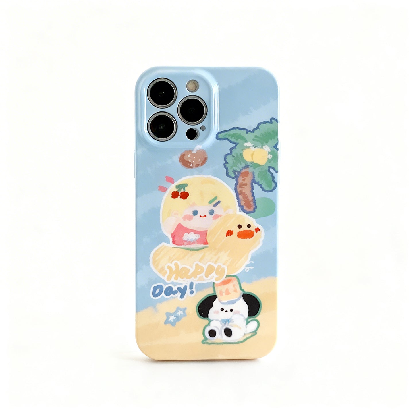 Glossy Clear Phone Case with Colorful Floral Design for iPhone