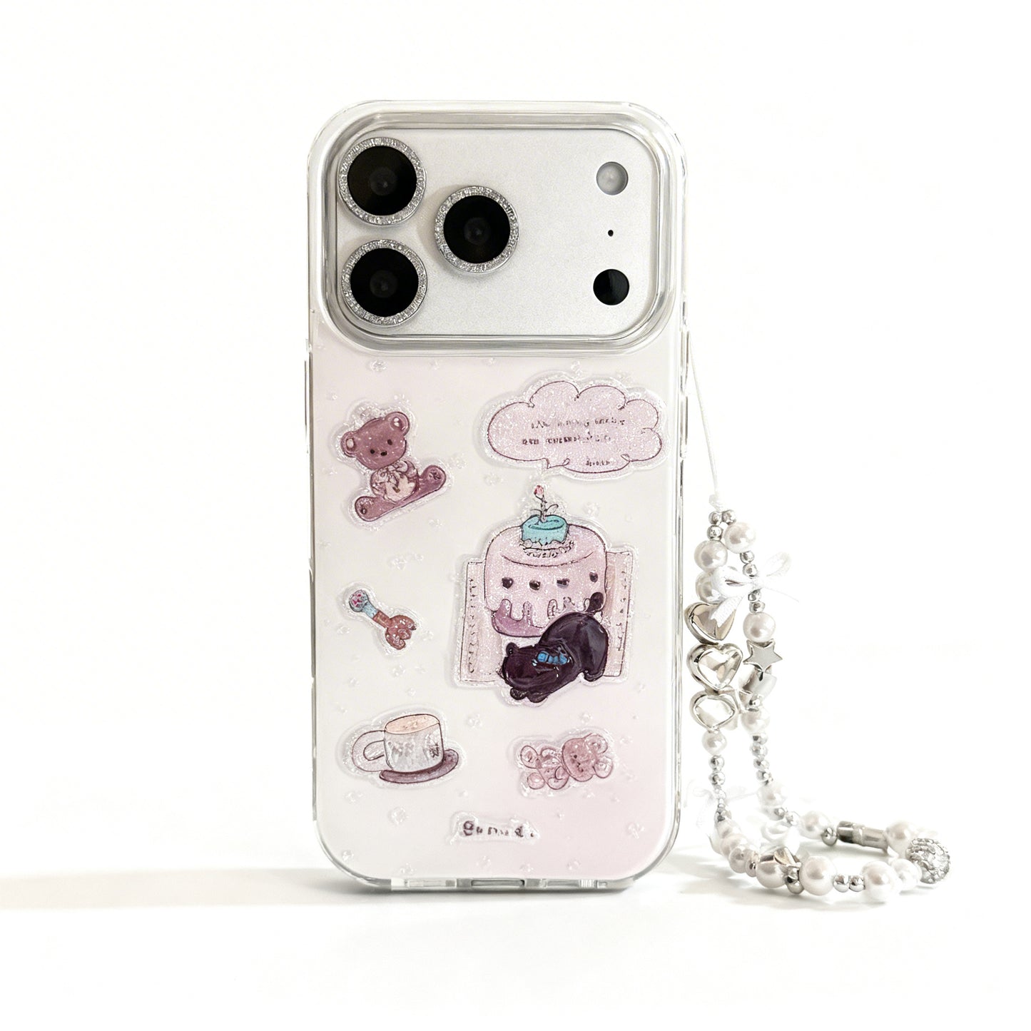 Dreamy Purple Glitter Bear Soft Phone Case for iPhone