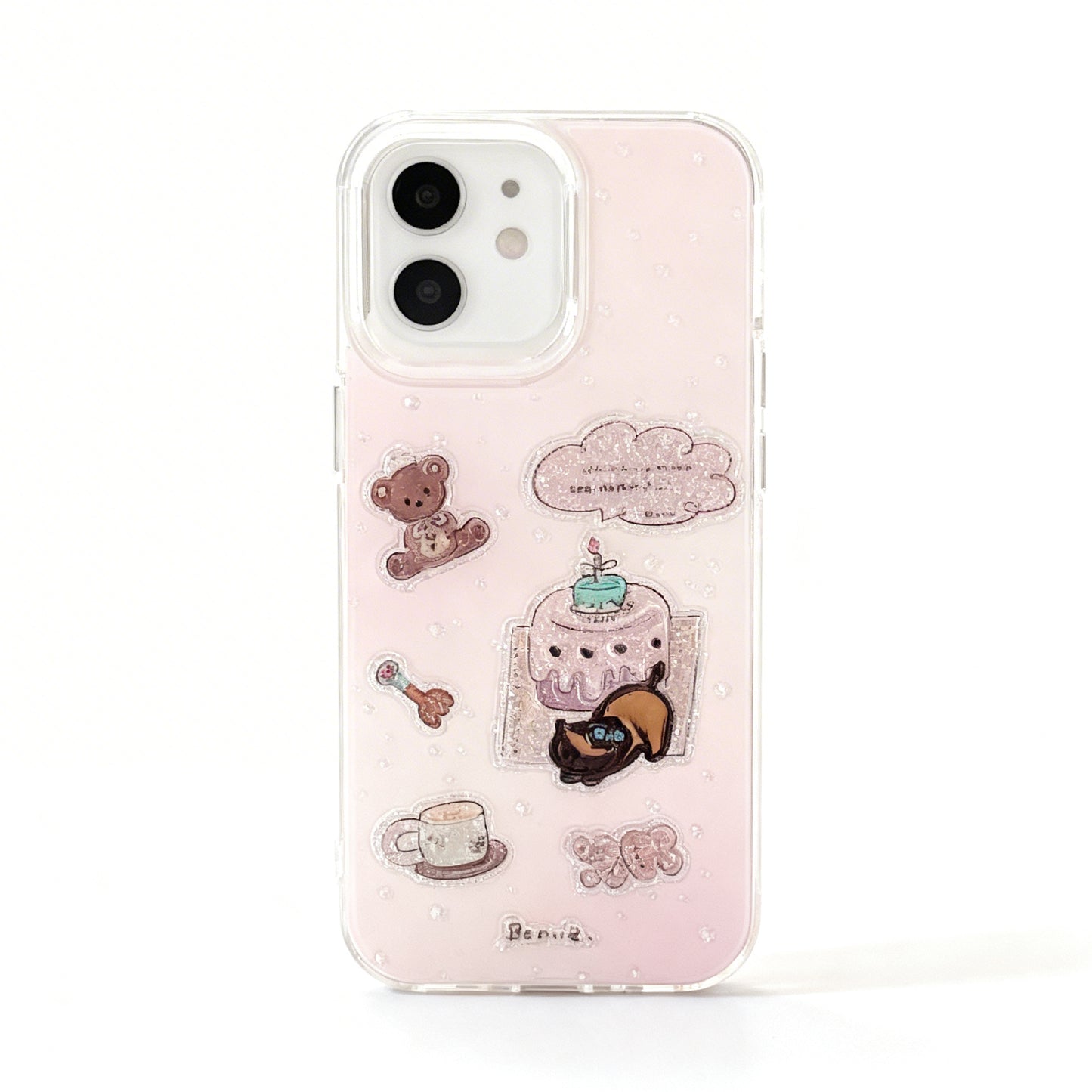 Dreamy Purple Glitter Bear Soft Phone Case for iPhone