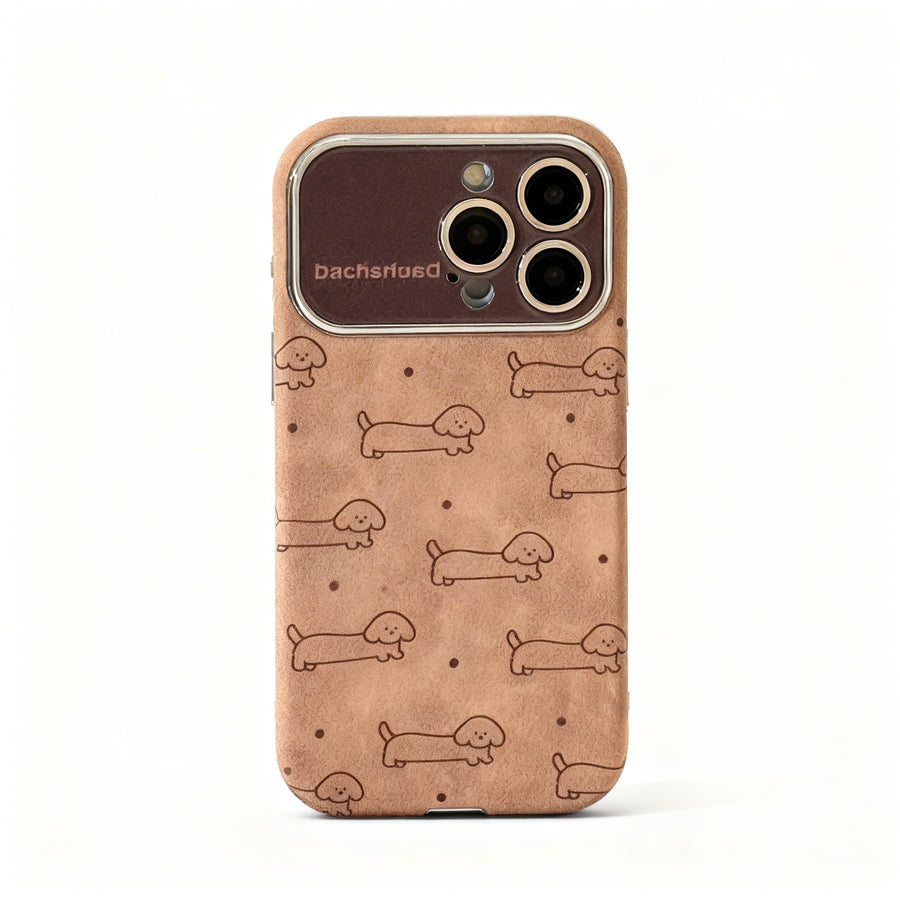 Light Brown Dog Print Soft Phone Case for iPhone