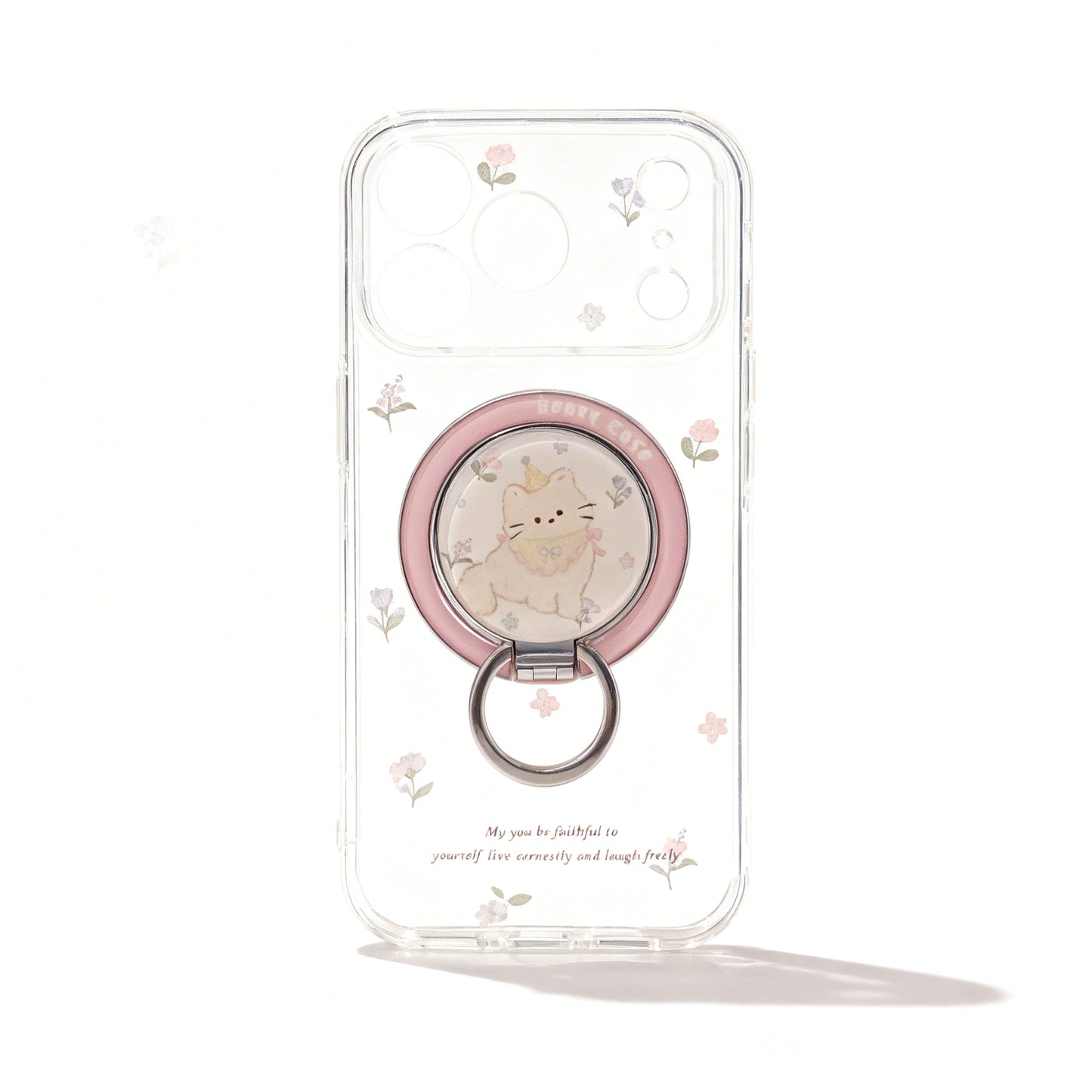 Cute Floral Clear Magnetic Stand Phone Case for iPhone