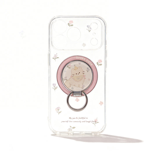 Cute Floral Clear Magnetic Stand Phone Case for iPhone