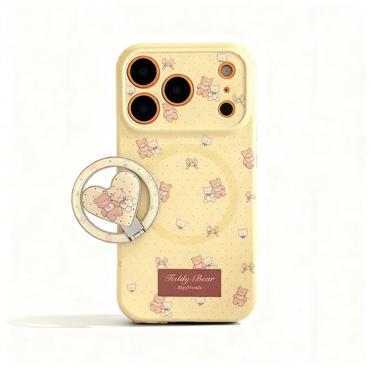 Cute Brown Bear Soft Phone Case with Stand for iPhone
