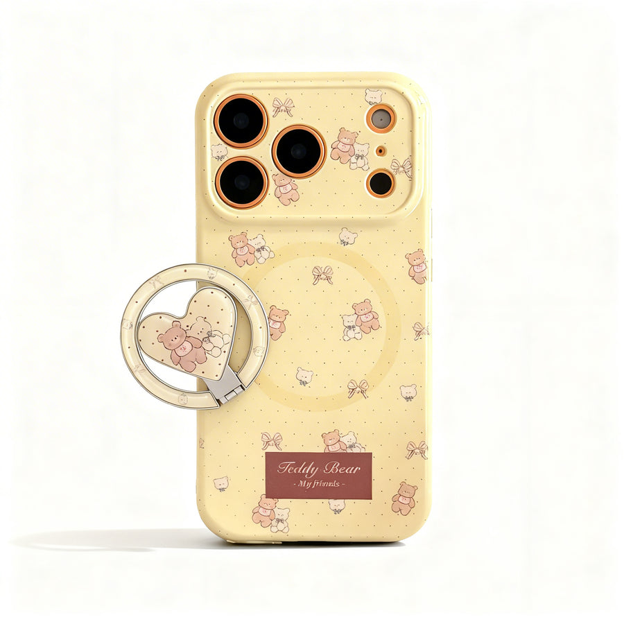 Cute Brown Bear Soft Phone Case with Stand for iPhone