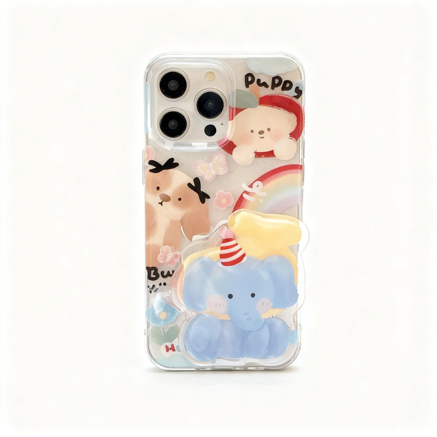 Cute Cartoon Elephant Stand Phone Case for iPhone
