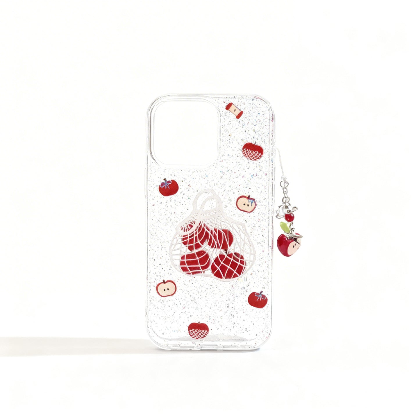 Transparent Pink Glitter Shopping Bag Phone Case for iPhone