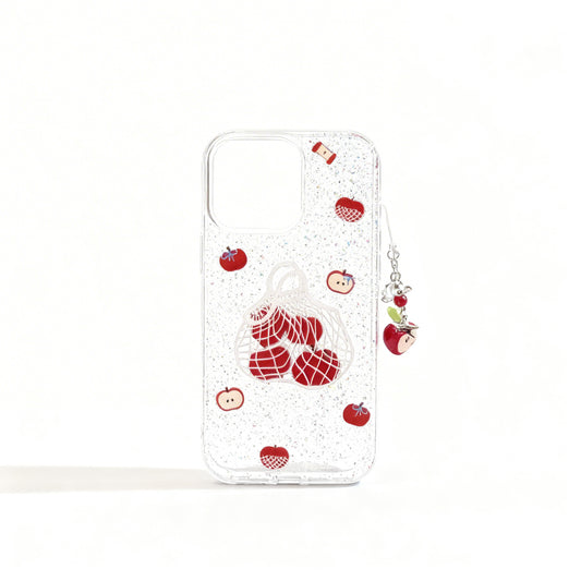 Transparent Pink Glitter Shopping Bag Phone Case for iPhone
