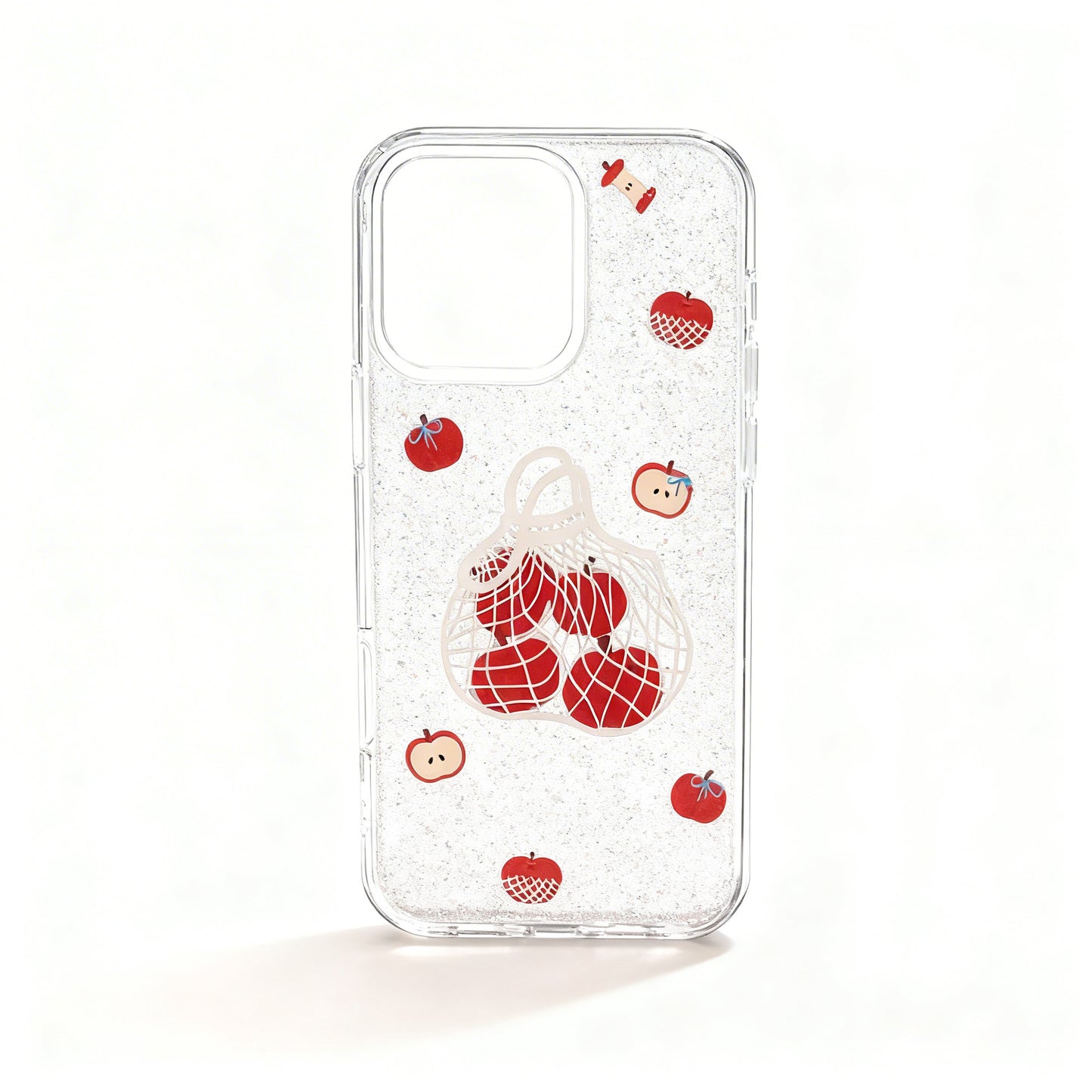 Transparent Pink Glitter Shopping Bag Phone Case for iPhone