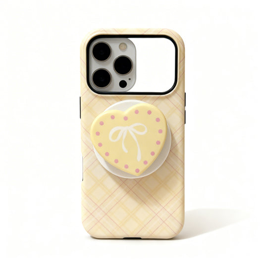 Korean Style Plaid Butterfly Stand Phone Case for iPhone
