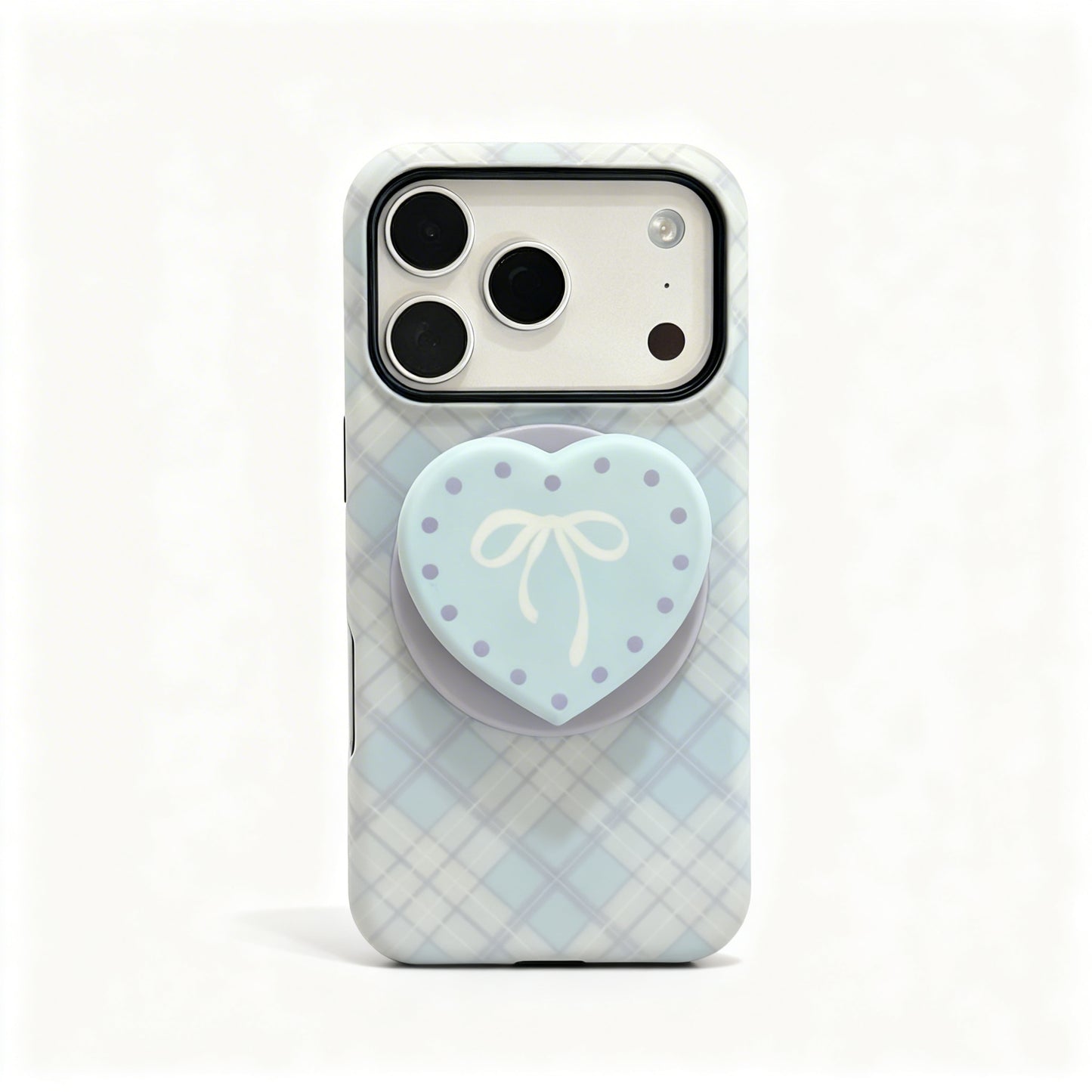 Korean Style Plaid Butterfly Stand Phone Case for iPhone