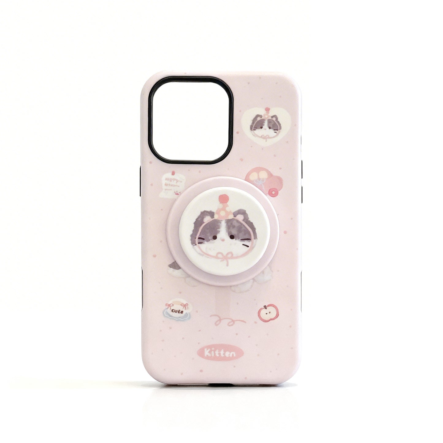 Cute Pink Cat Magnetic Stand Phone Case for iPhone