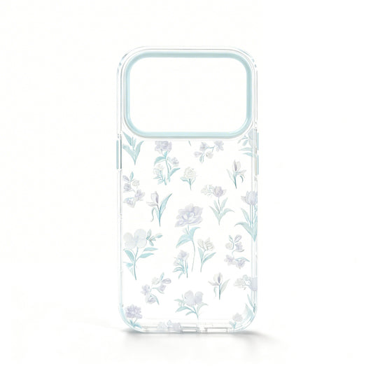 Cool Blue Floral Transparent Soft Phone Case for iPhone