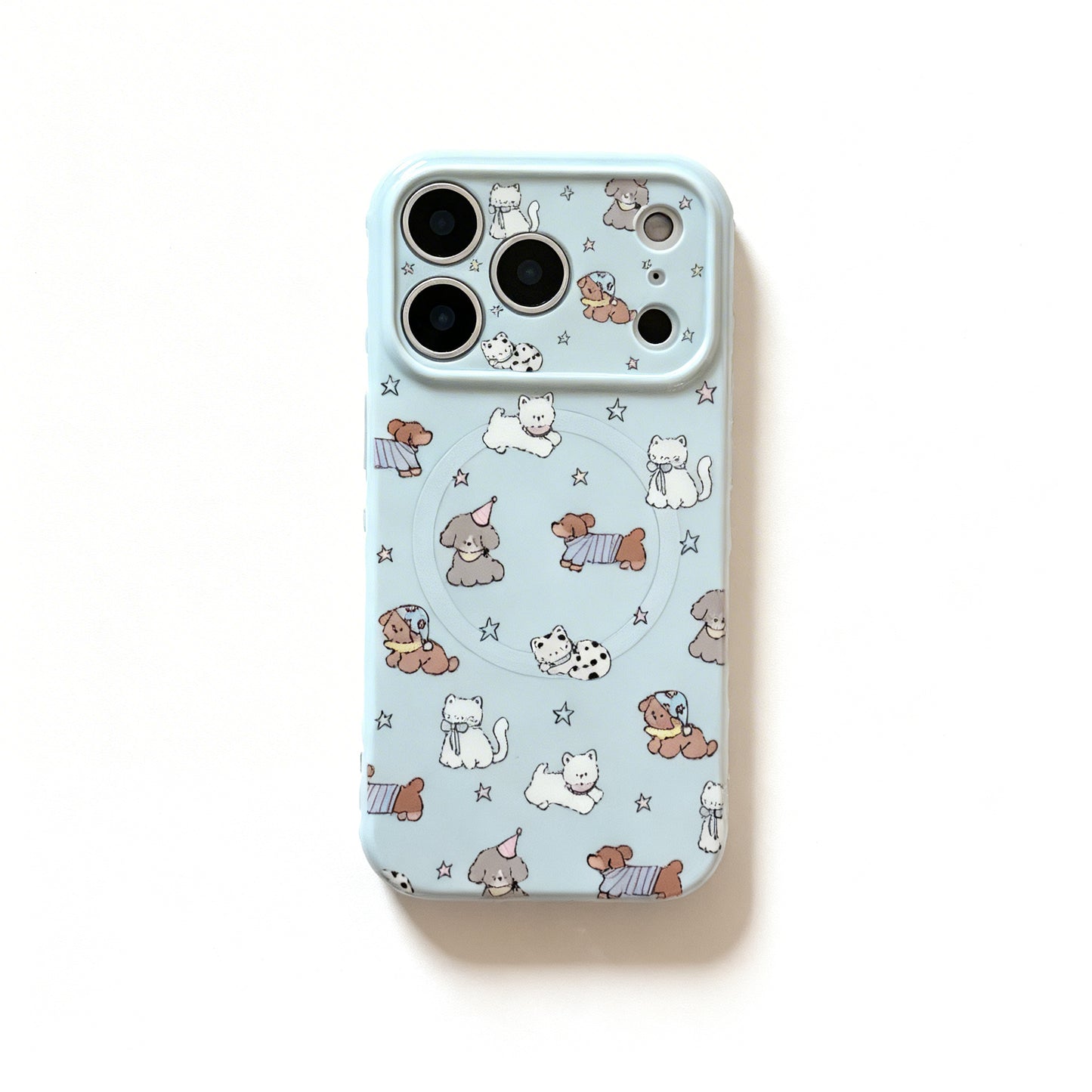 Blue Cute Pet Cartoon Shockproof Phone Case for iPhone