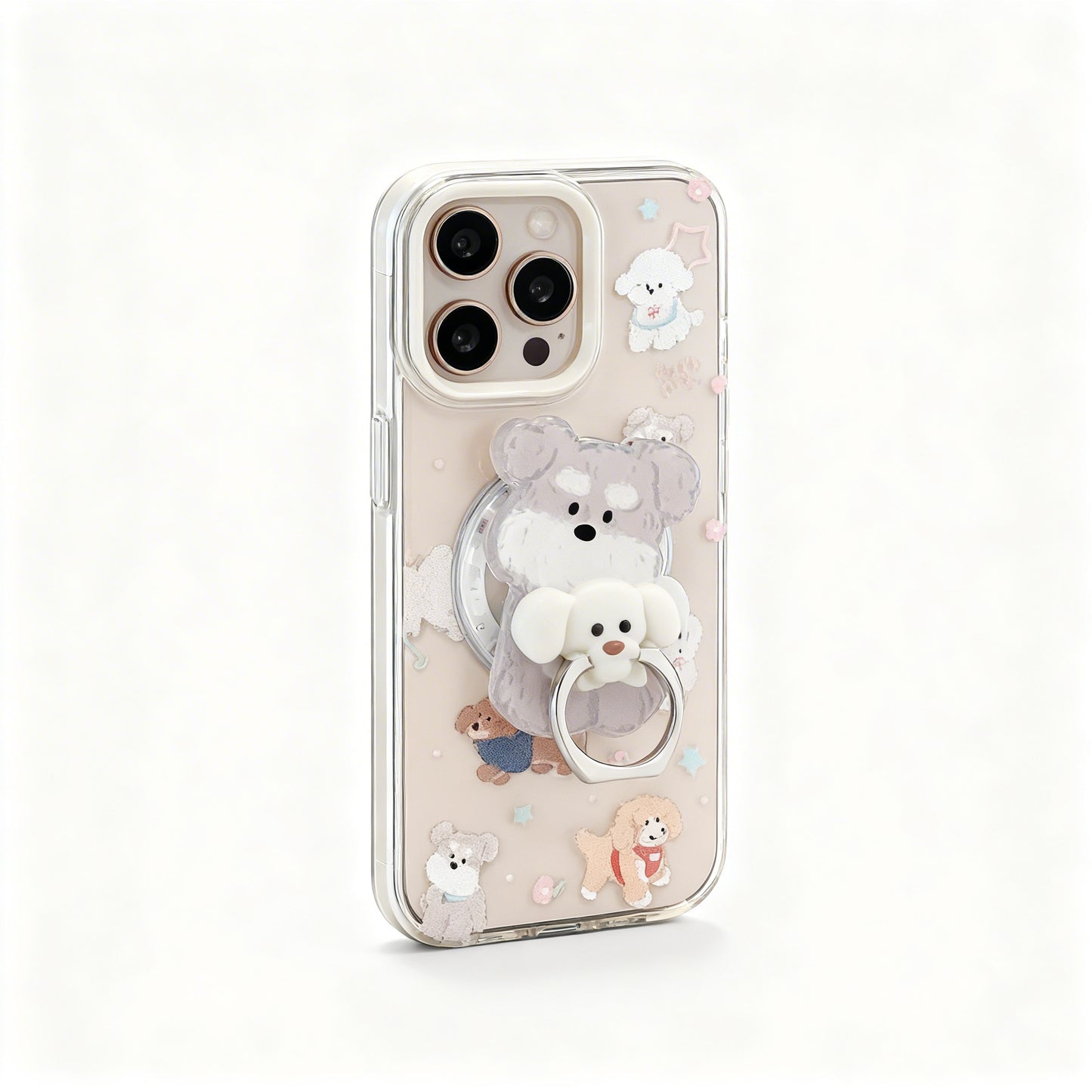 Cute Dog Design Clear Magnetic Phone Case for iPhone