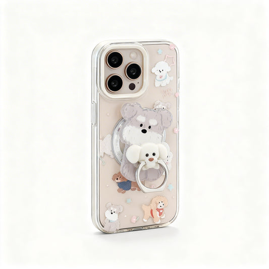 Cute Dog Design Clear Magnetic Phone Case for iPhone