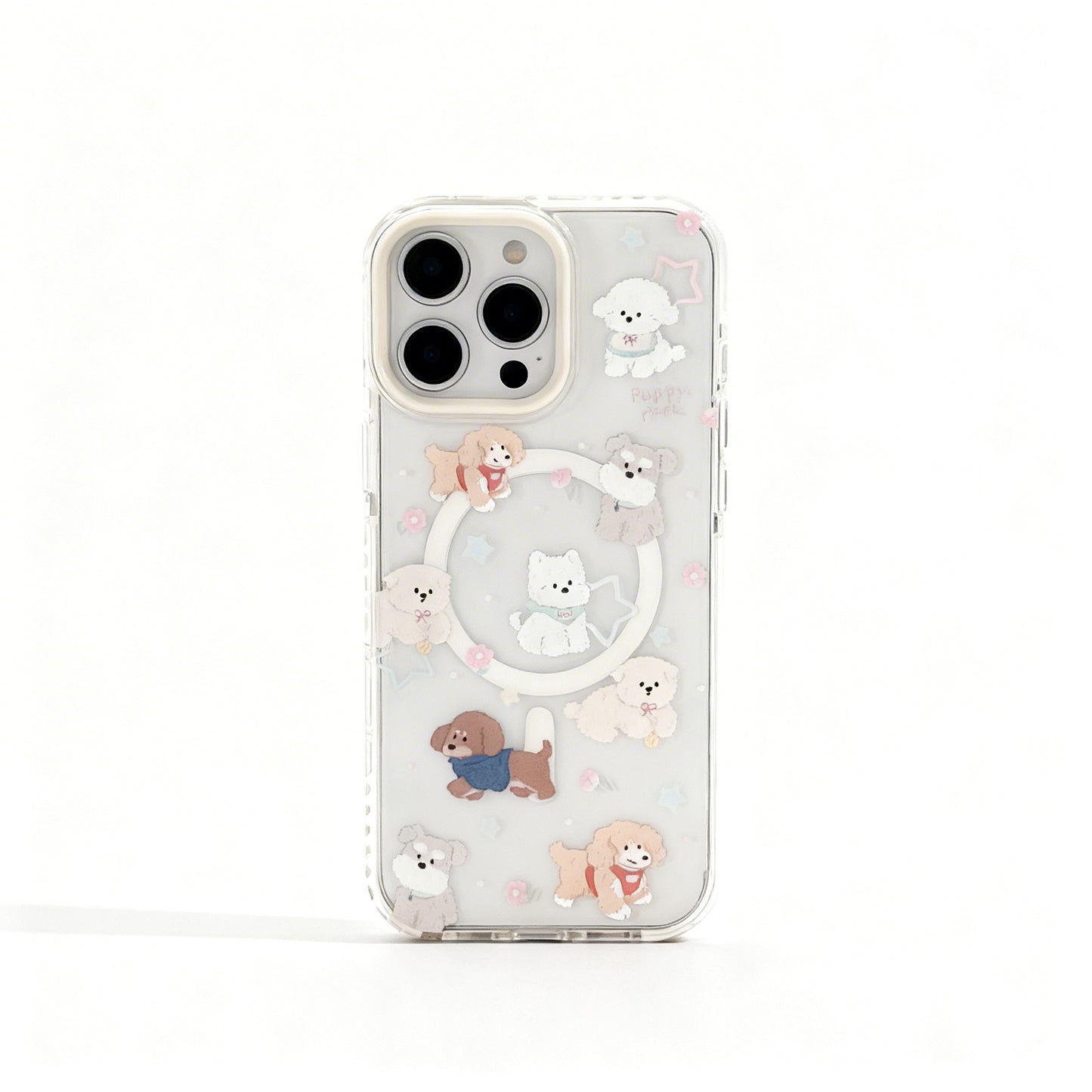 Cute Dog Design Clear Magnetic Phone Case for iPhone