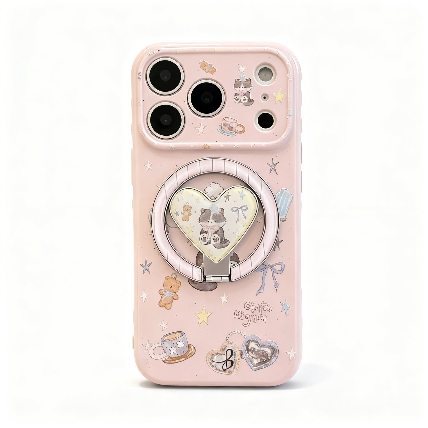 Cute Cat Soft Phone Case with Stand for iPhone